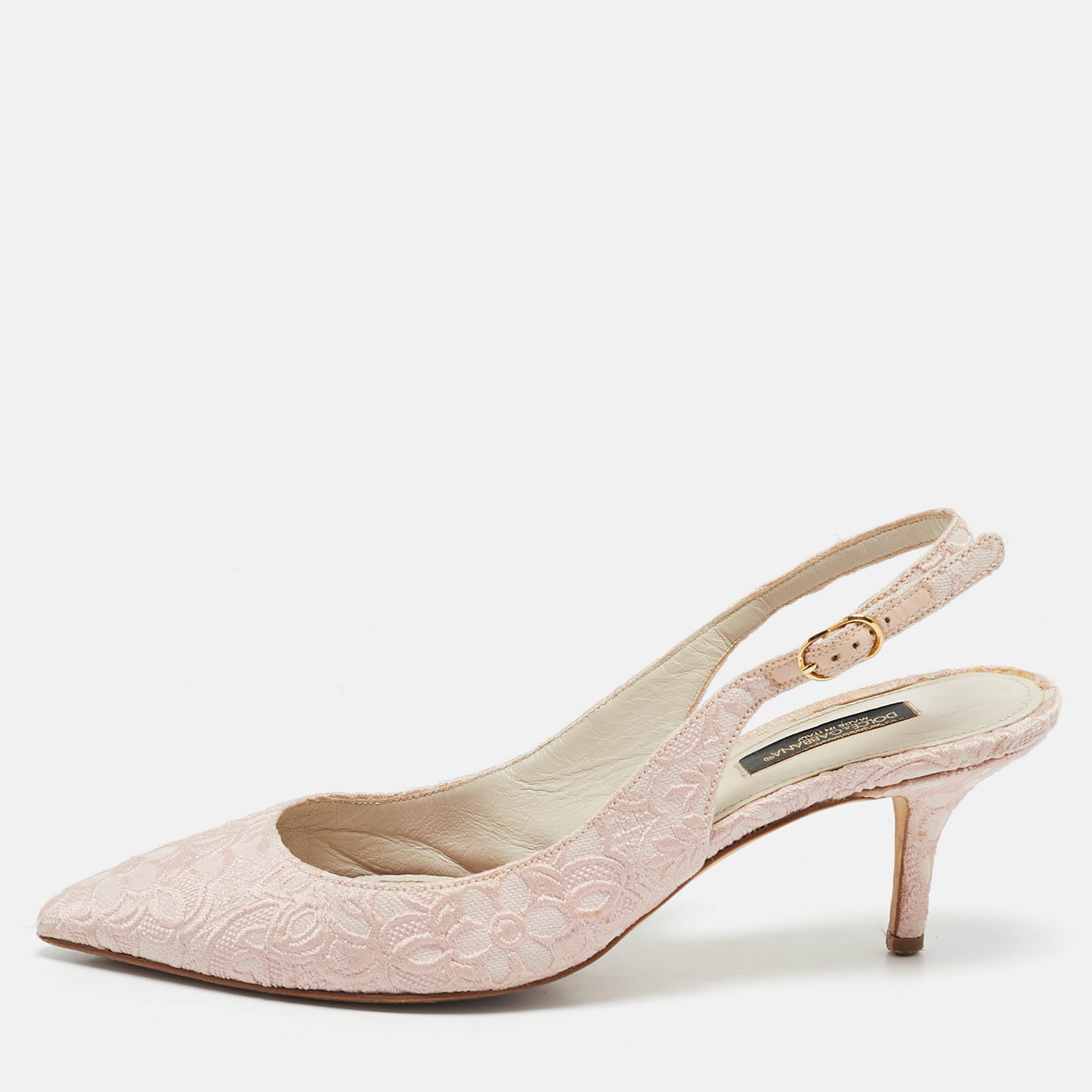 

Dolce & Gabbana Pink Lurex Fabric Slingback Pumps Size