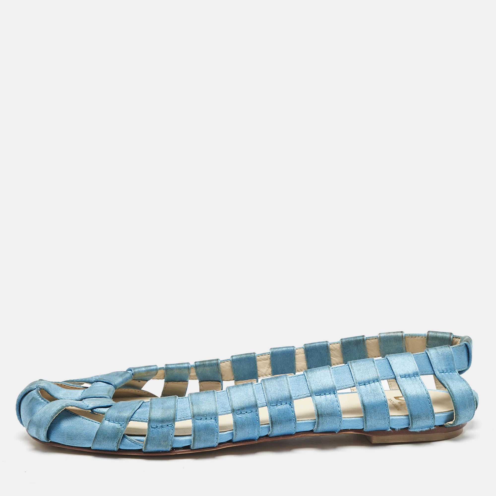 

Dolce & Gabbana Blue Satin Ballet Flats Size