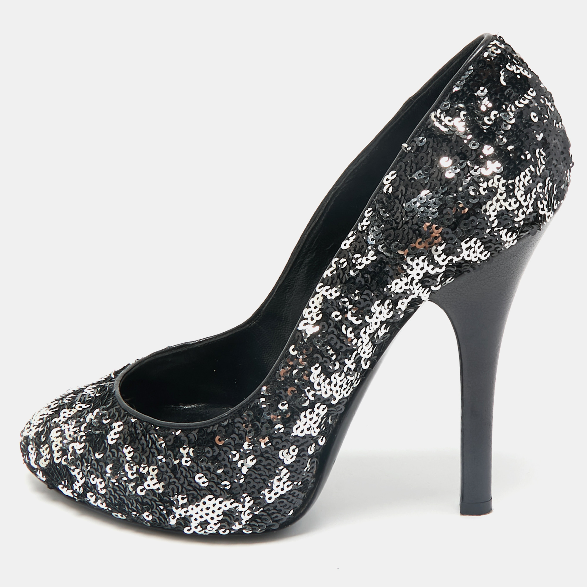

Dolce & Gabbana Black/Silver Sequin Platform Pumps Size