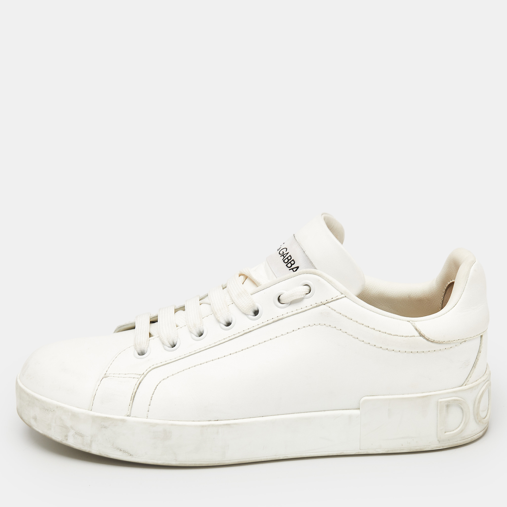 

Dolce & Gabbana White Leather Portofino Sneakers Size