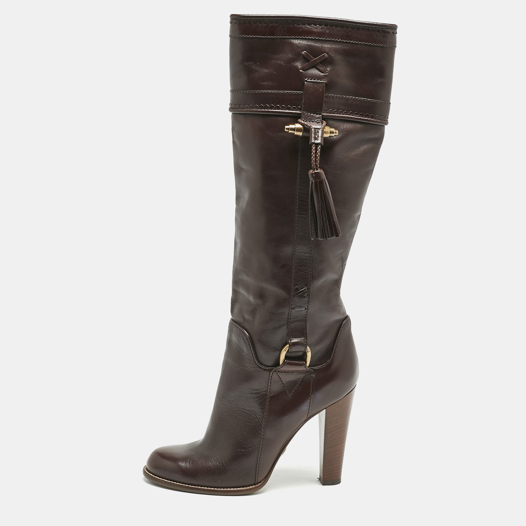 

Dolce & Gabbana Brown Leather Knee Length Boots Size
