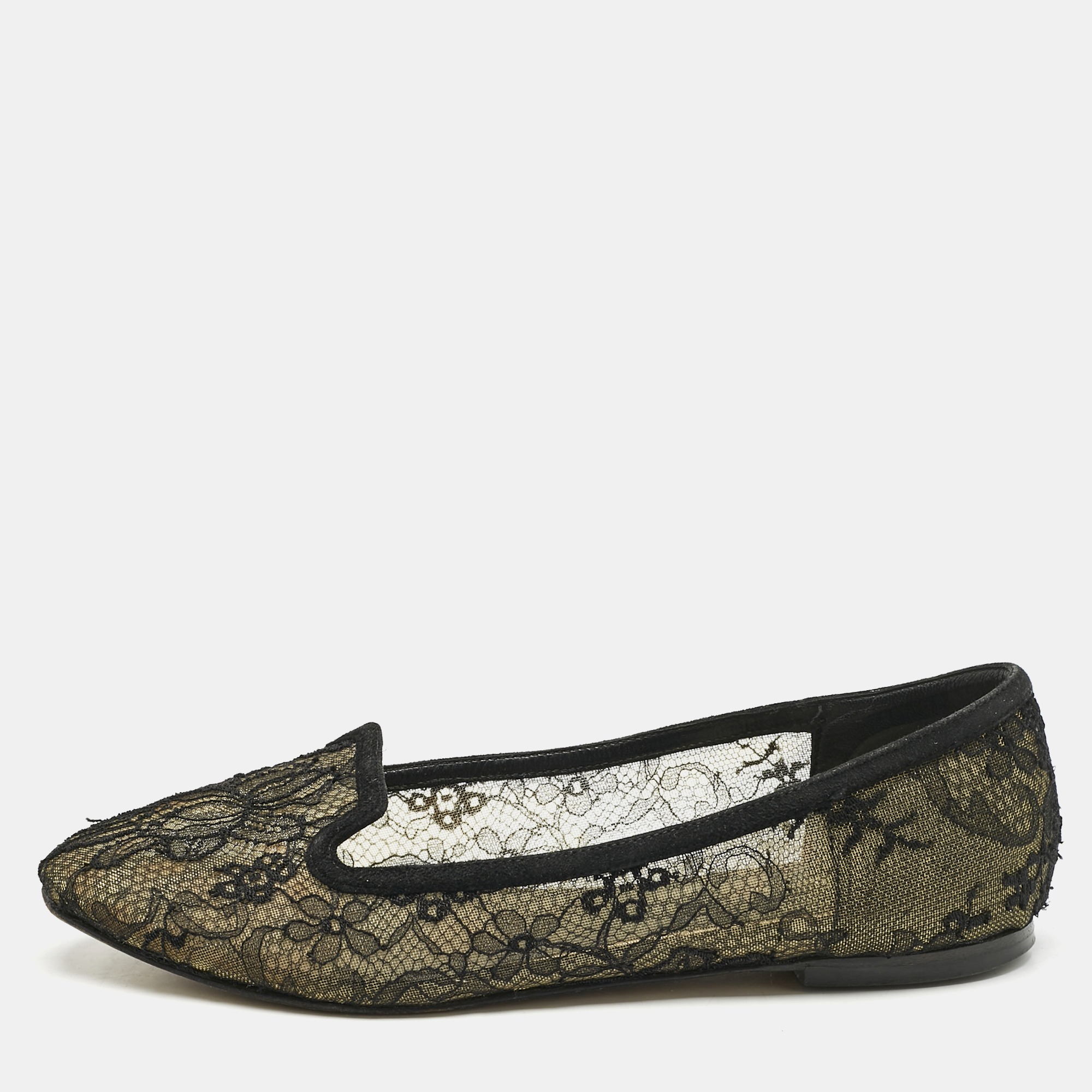 

Dolce & Gabbana Black Lace Smoking Slippers Size