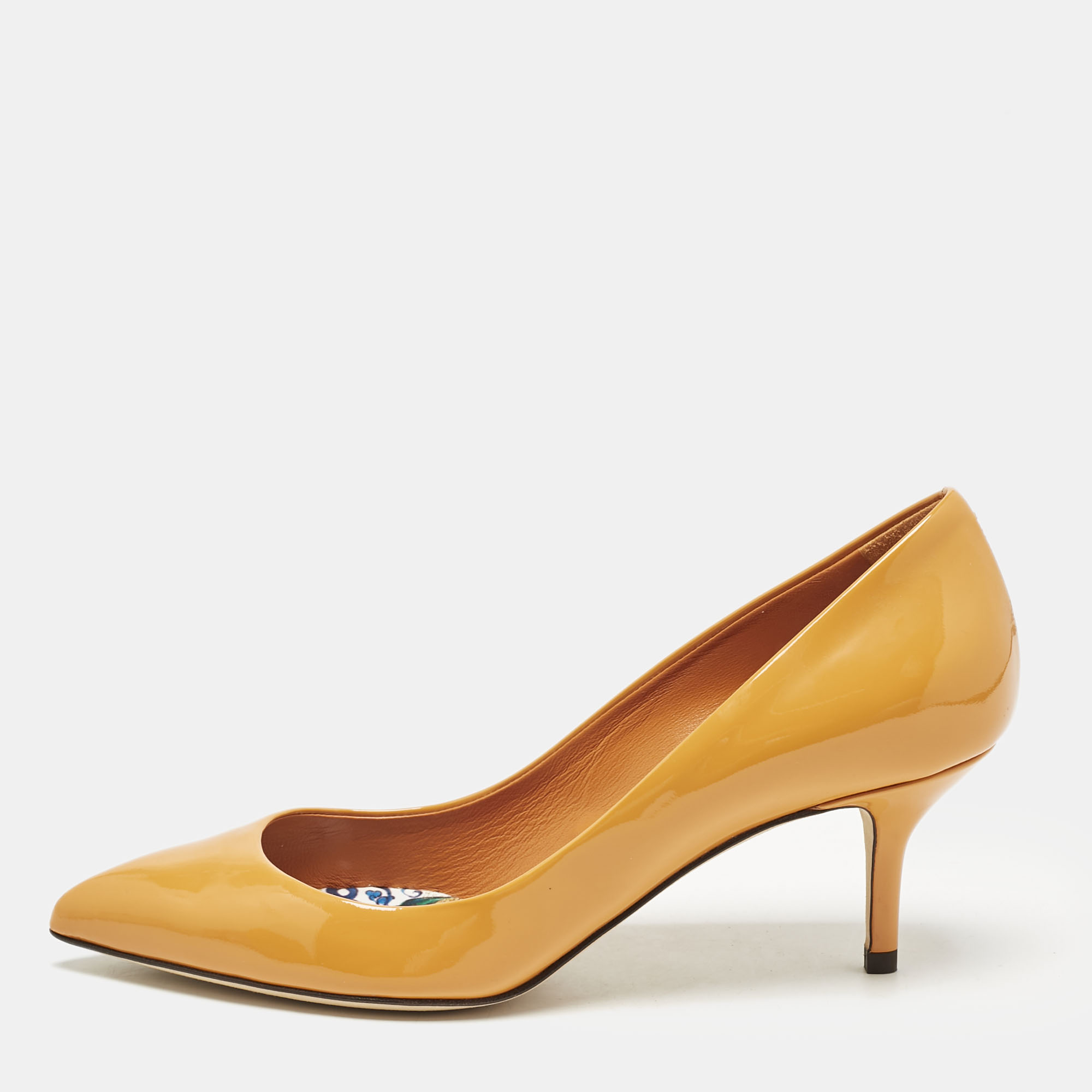 

Dolce & Gabbana Orange Patent Leather Pointed Toe Pumps Size