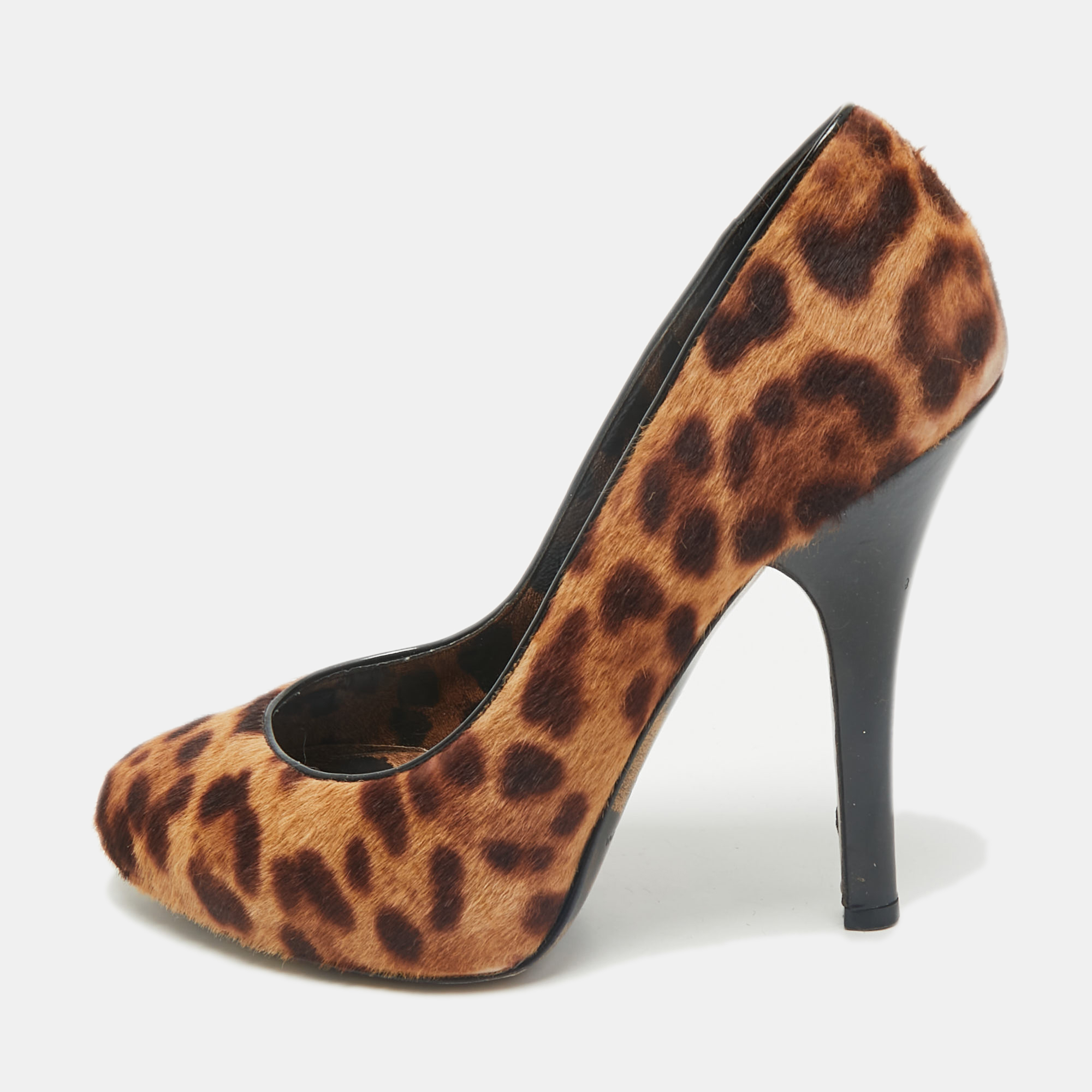 

Dolce & Gabbana Brown Leopard Print Calf Hair Round Toe Pumps Size