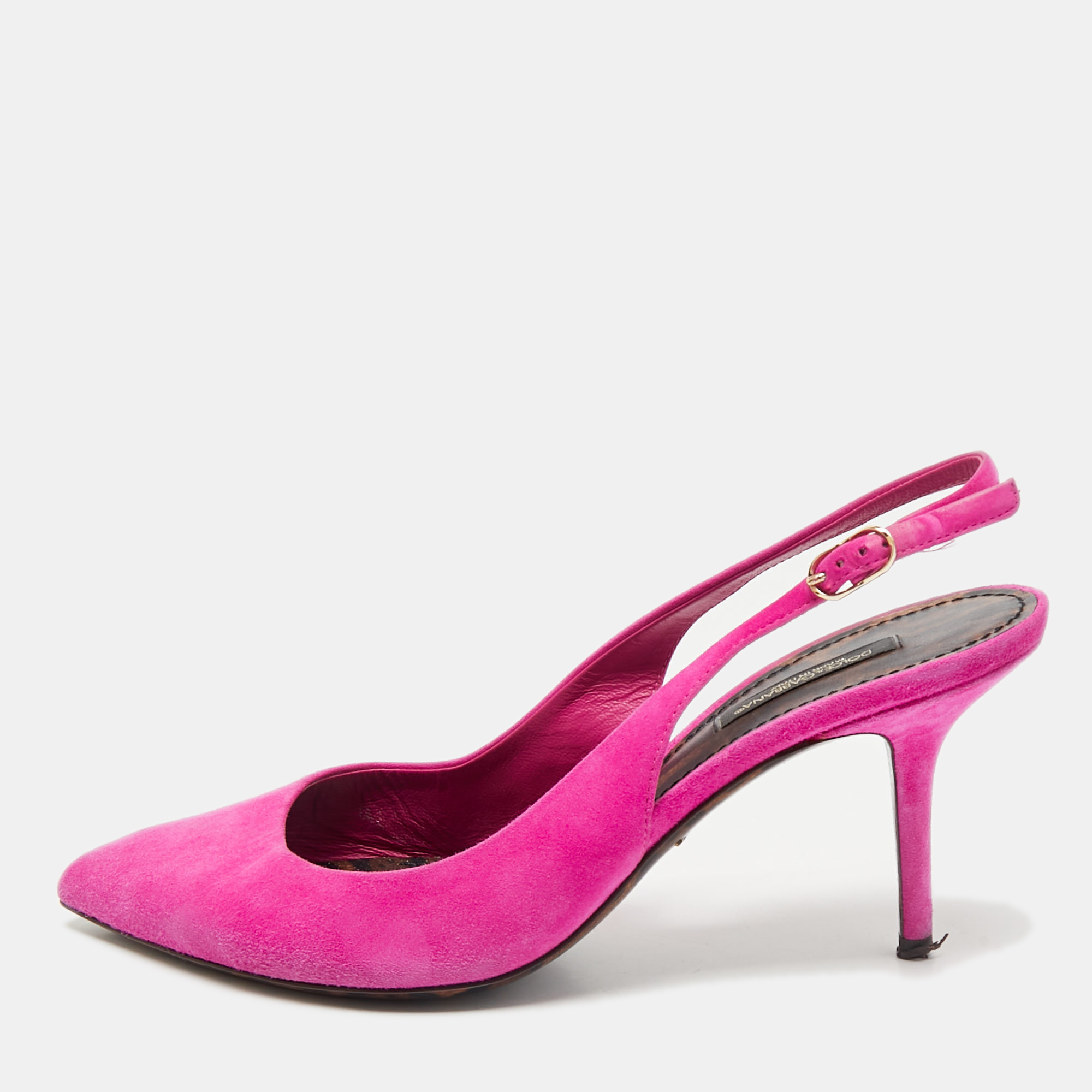 

Dolce & Gabbana Pink Suede Pointed Toe Slingback Pumps Size