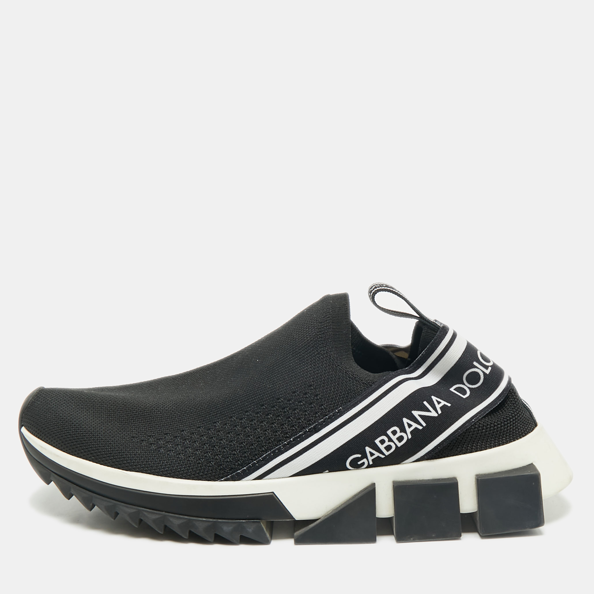 

Dolce & Gabbana Black Knit Fabric Sorrento Slip On Sneakers Size