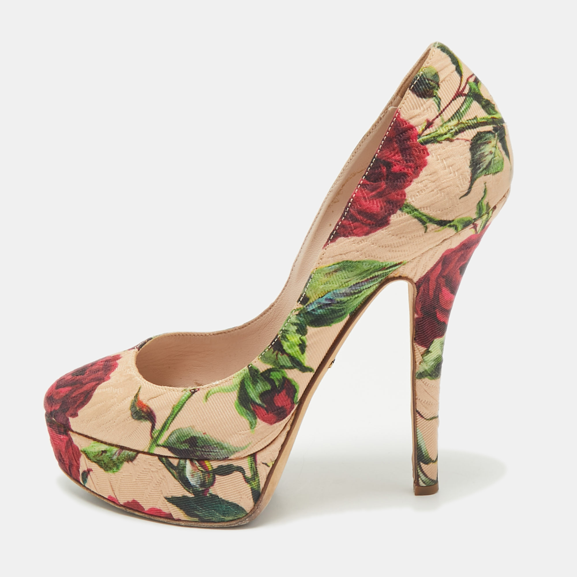 

Dolce & Gabbana Multicolor Brocade Fabric Platform Pumps Size