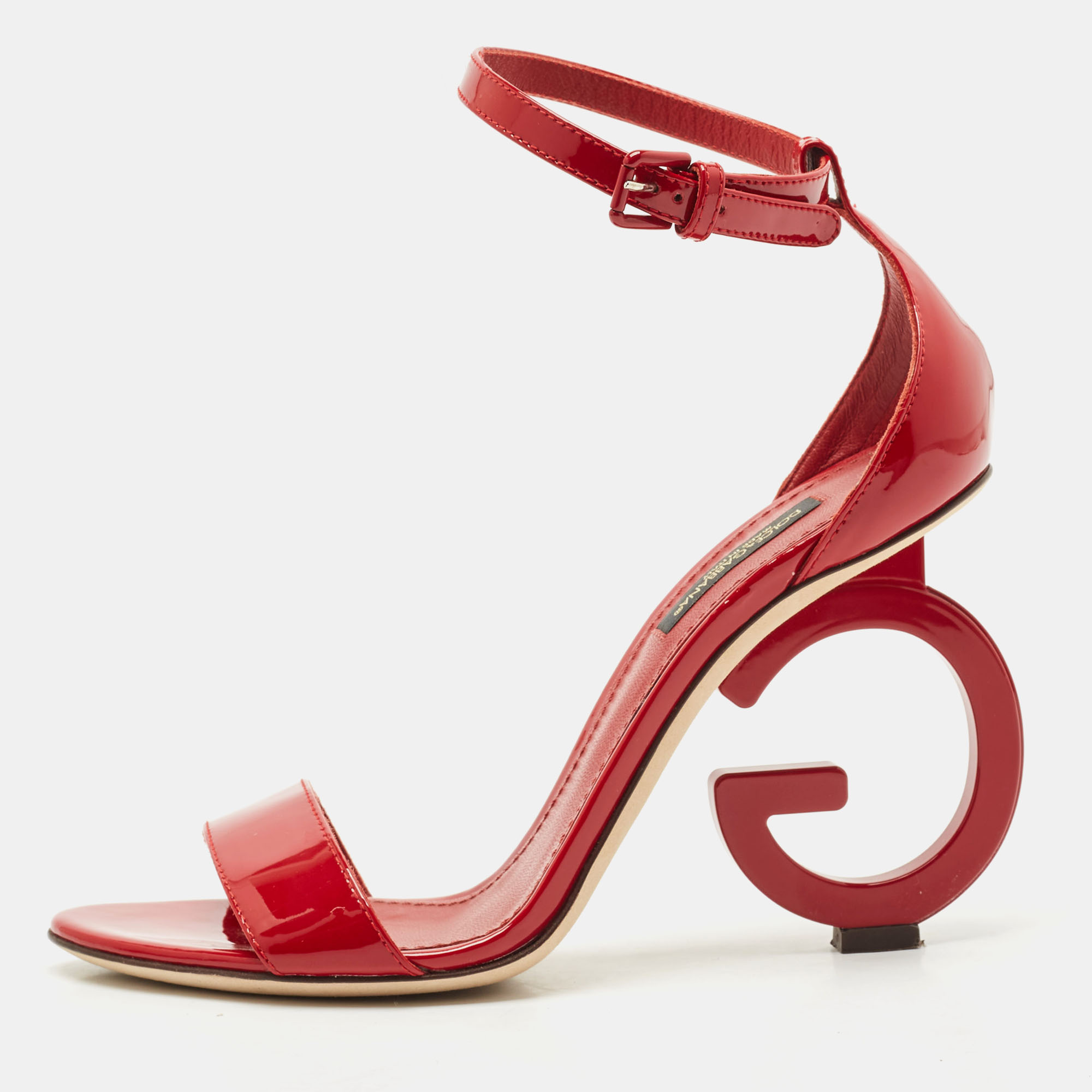 

Dolce & Gabbana Red Patent Leather Keira DG Sandals Size
