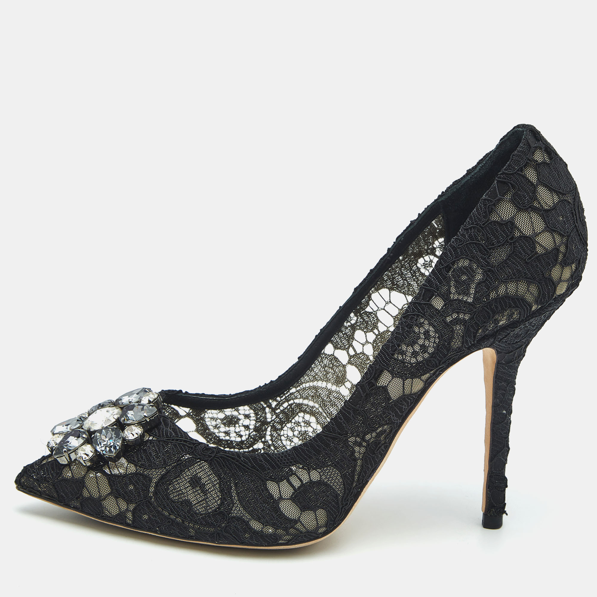 

Dolce & Gabbana Black Lace and Mesh Bellucci Pumps Size