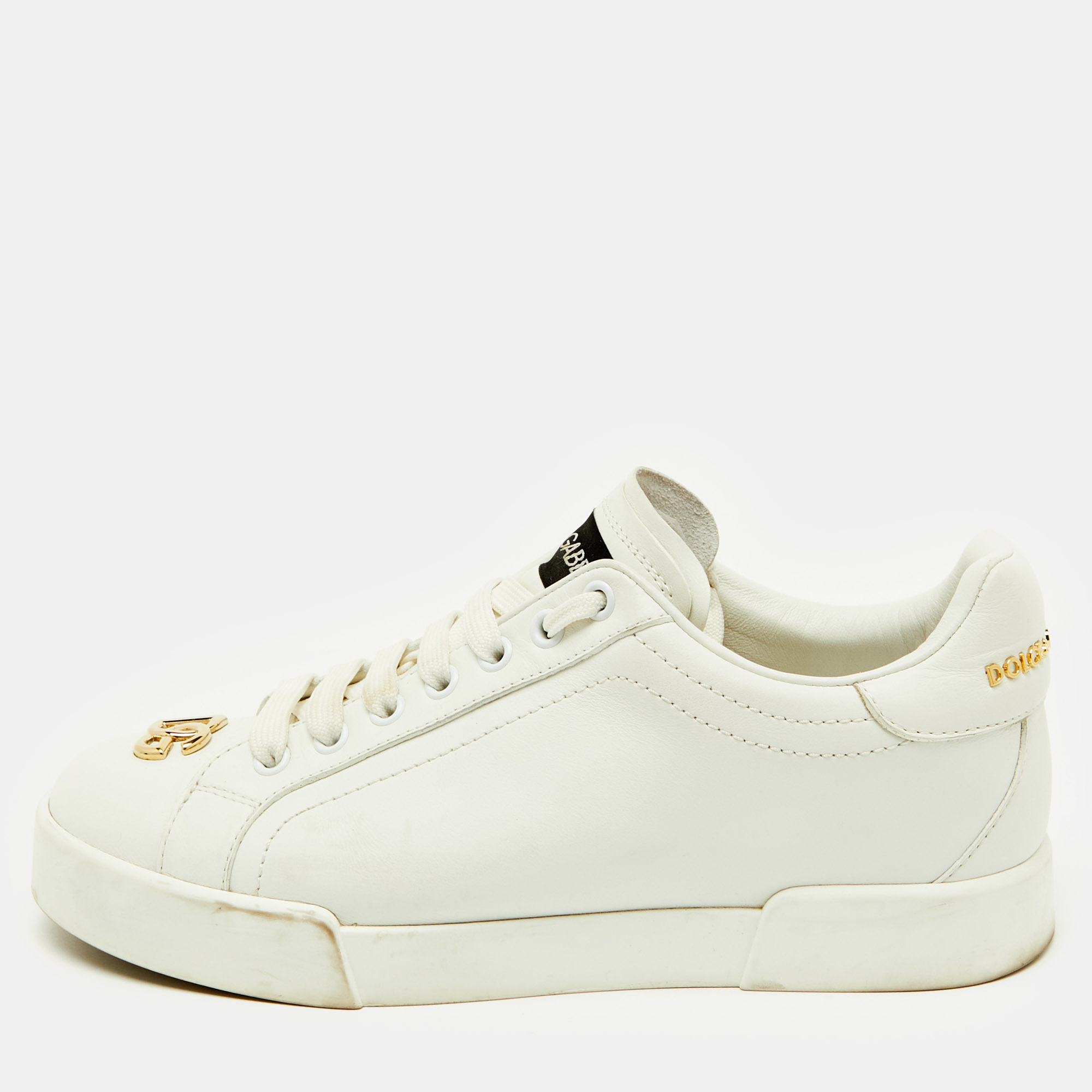 

Dolce & Gabbana White Leather Portofino Low Top Sneakers Size