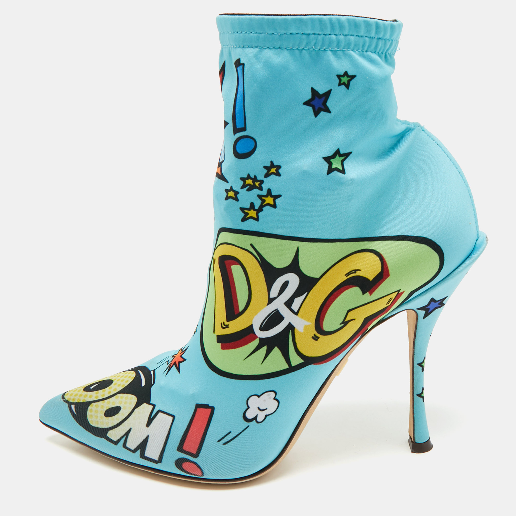 

Dolce & Gabbana Multicolor Stretch Fabric Comic Book Sock Boots Size