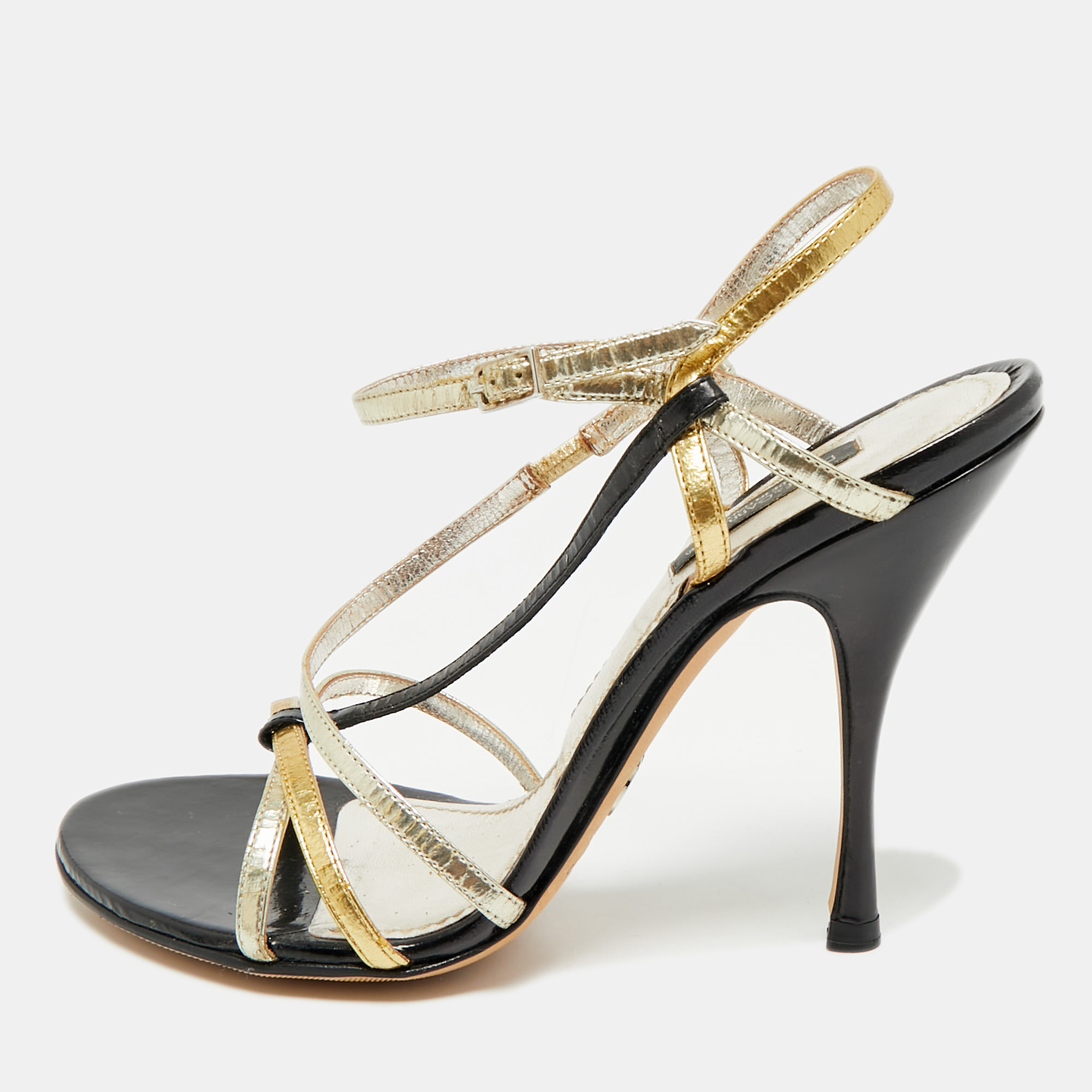 

Dolce & Gabbana Tricolor Patent Leather Strappy Ankle Strap Sandals Size, Multicolor