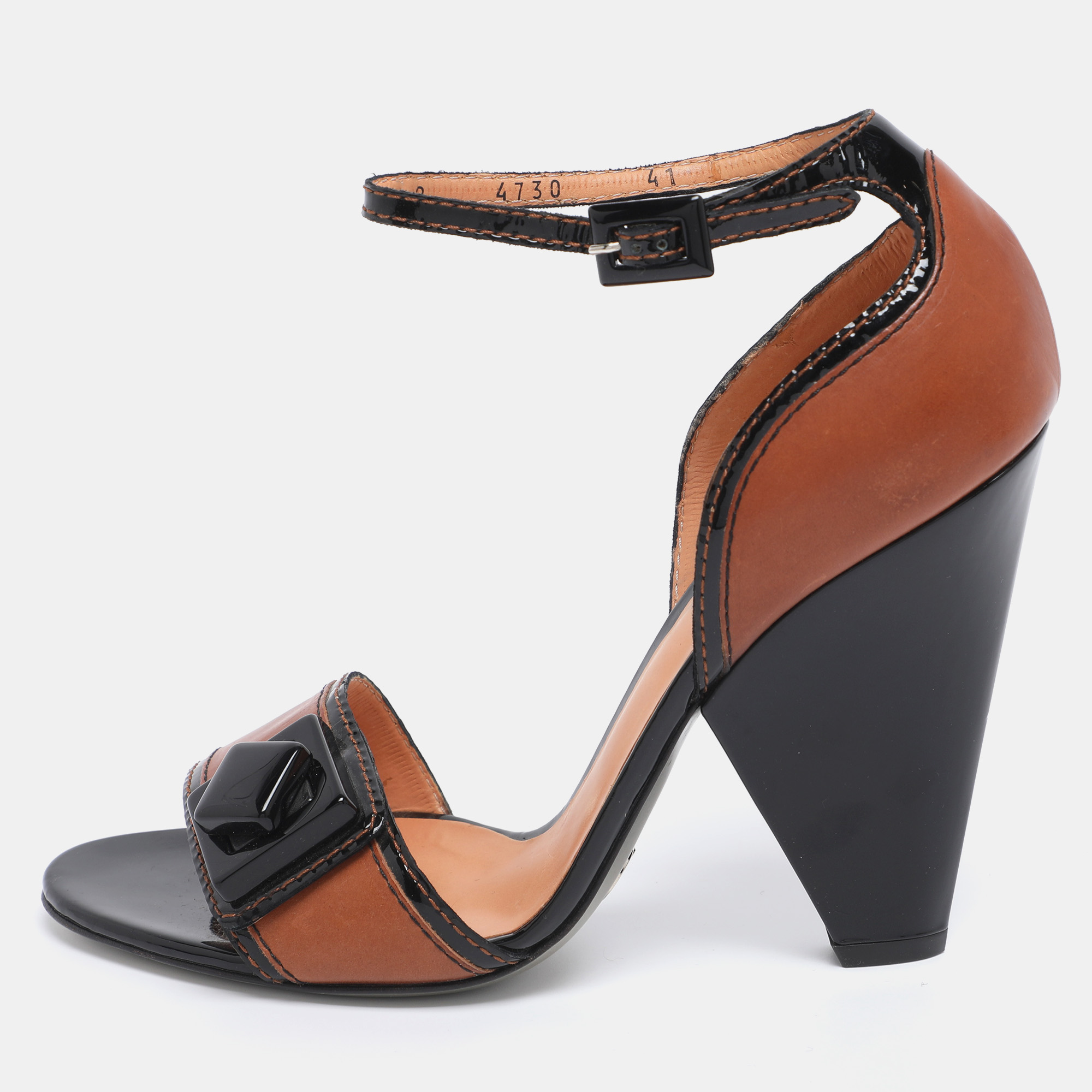 

Dolce & Gabbana Brown/Black Leather and Patent Ankle Strap Sandals Size 41