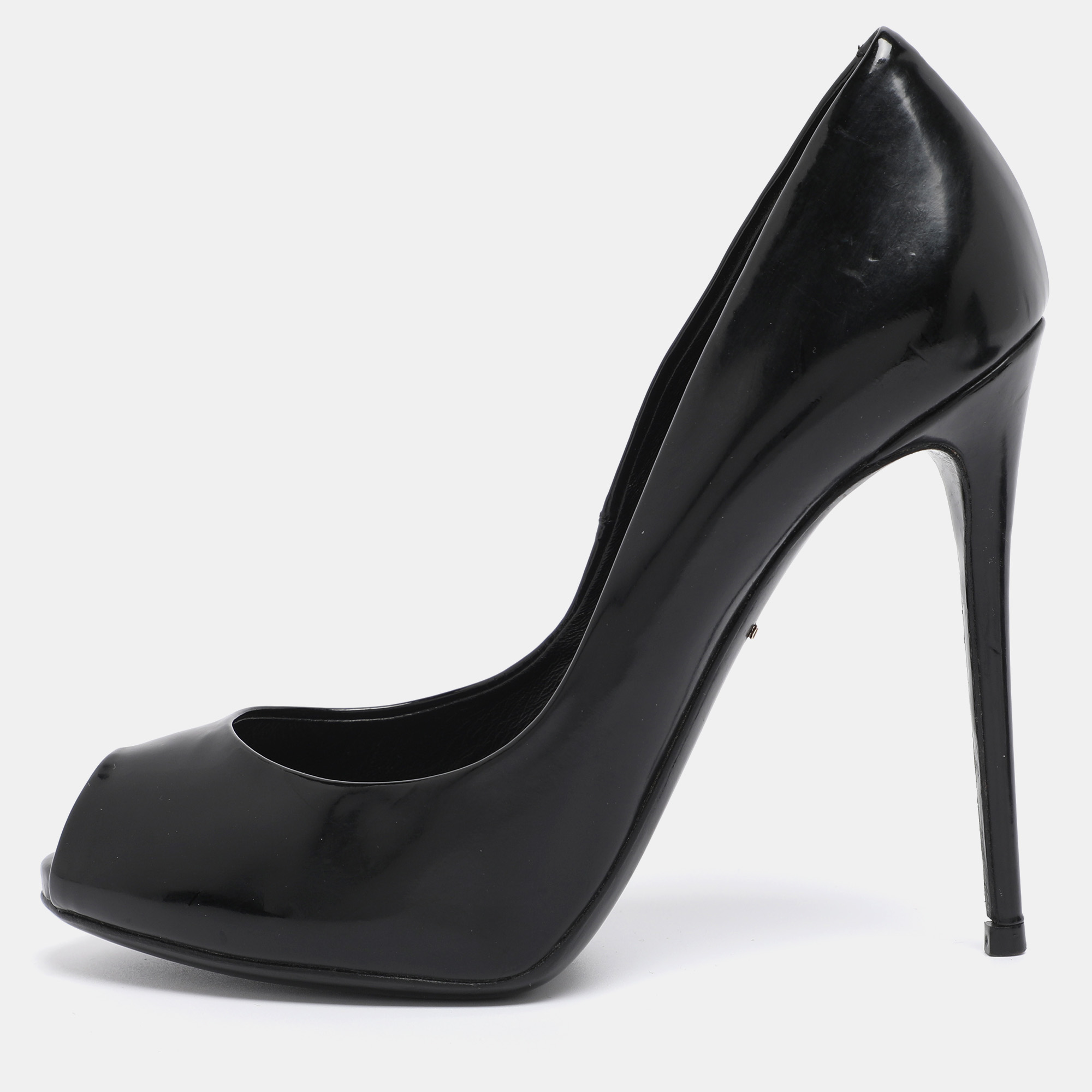 

Dolce & Gabbana Black Patent Leather Peep Toe Pumps Size 37