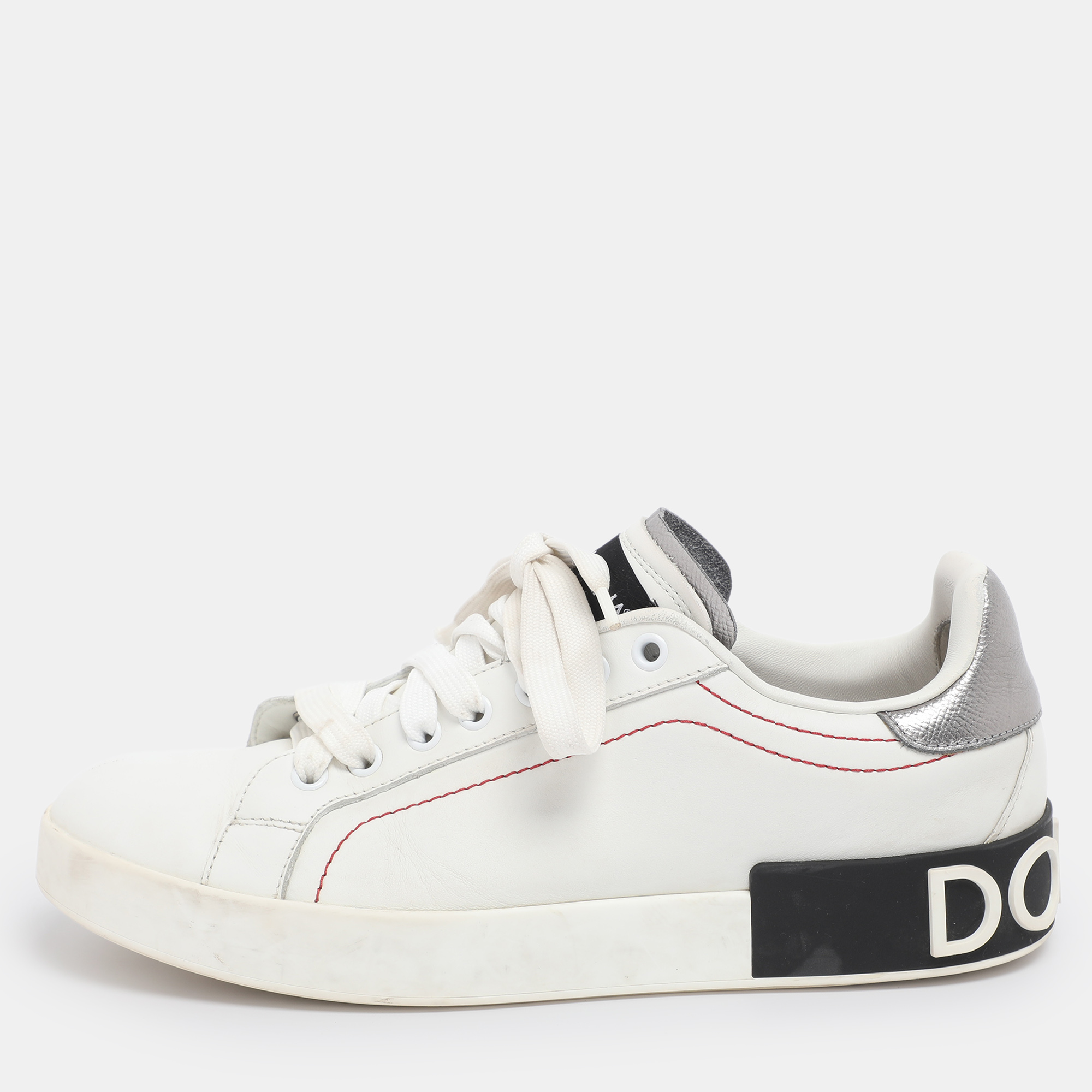 

Dolce & Gabbana White Leather Portofino Low Top Sneakers Size