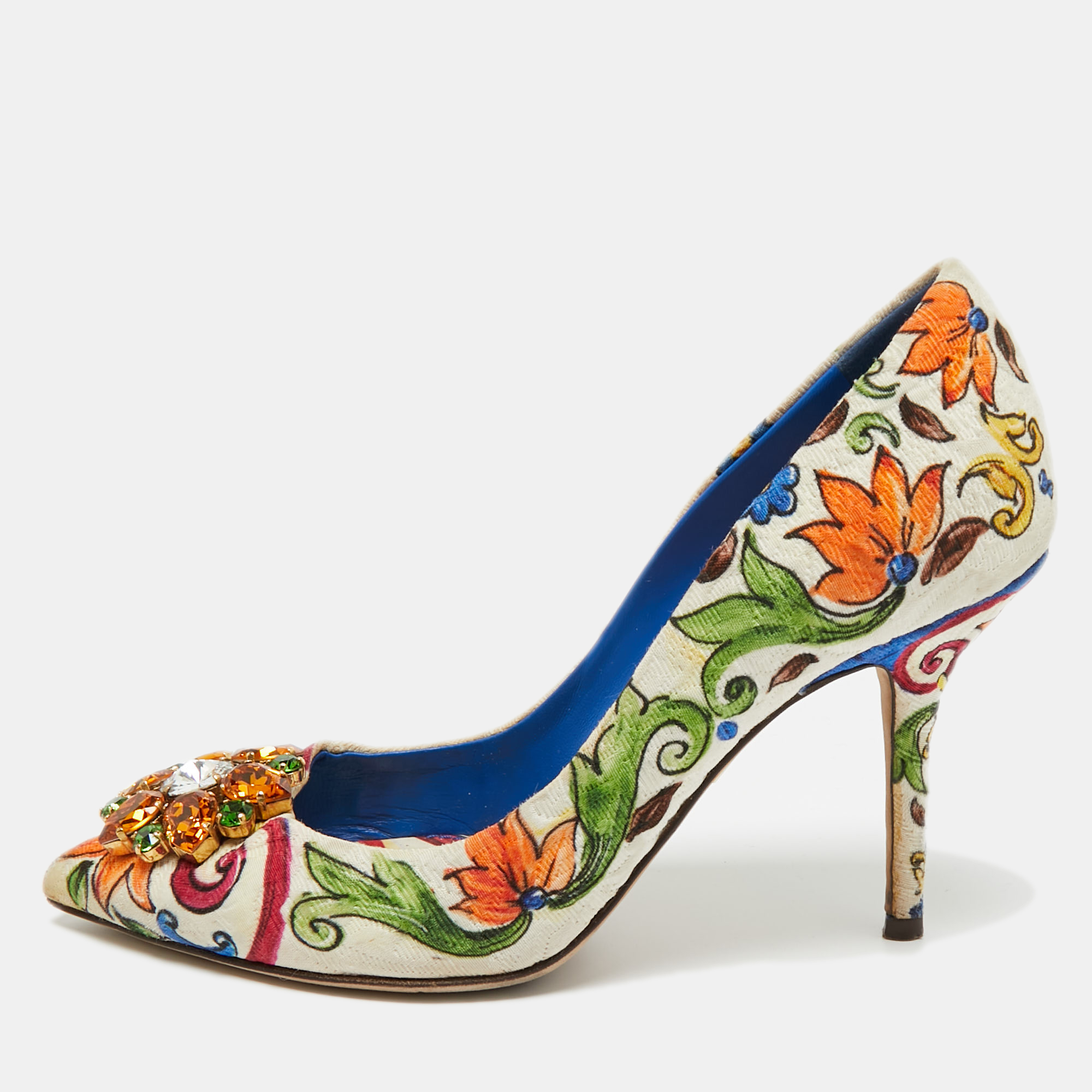 

Dolce & Gabbana Multicolor Brocade Fabric Bellucci Pumps Size