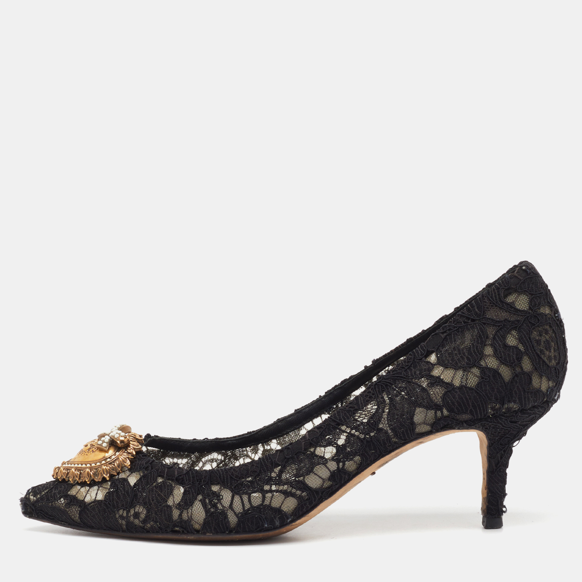 

Dolce & Gabbana Black Lace Devotion Pumps Size