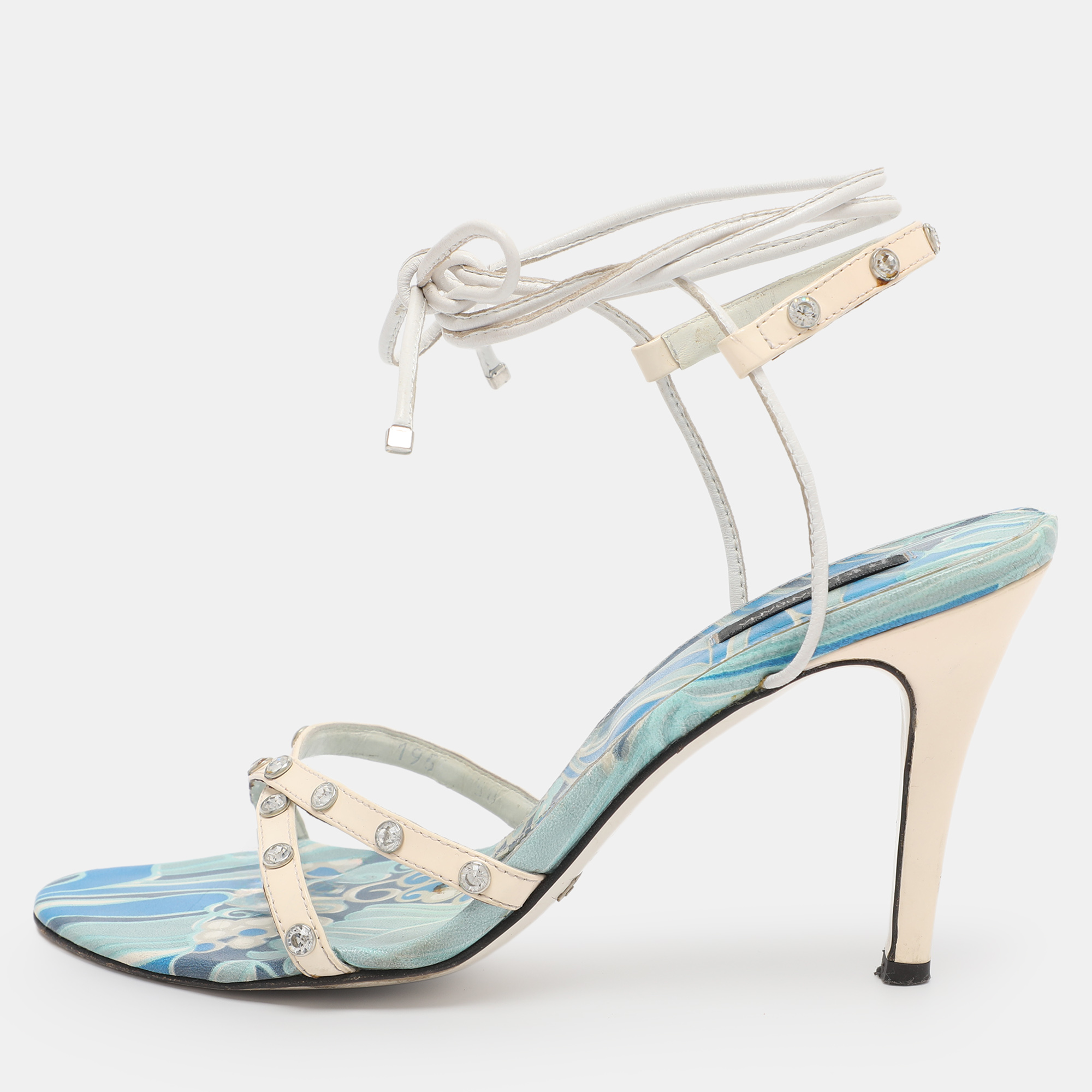 

Dolce & Gabbana White Leather Gladiator Sandals Size 38