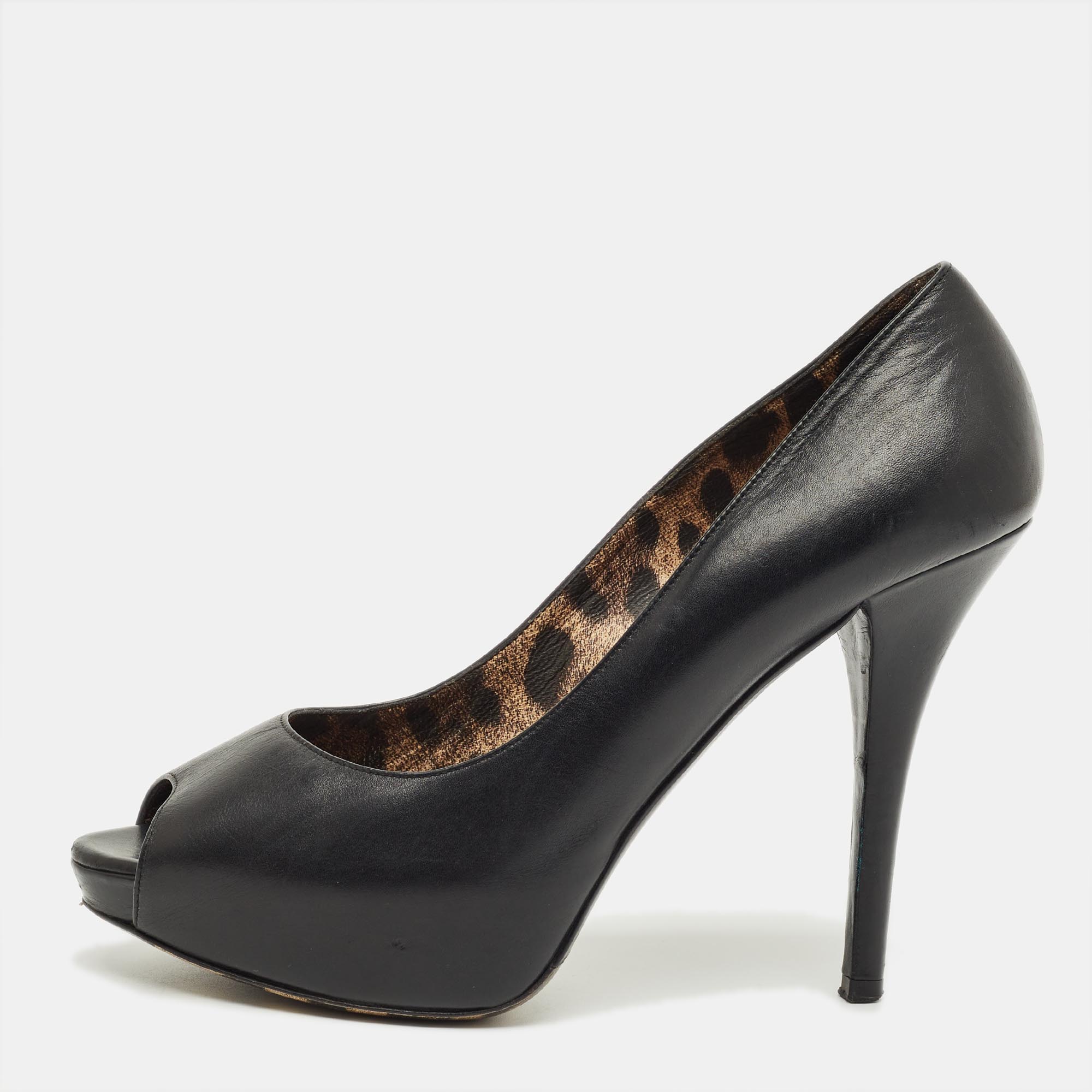 Pre-owned Dolce & Gabbana Black Leather Platform Pumps Size 39