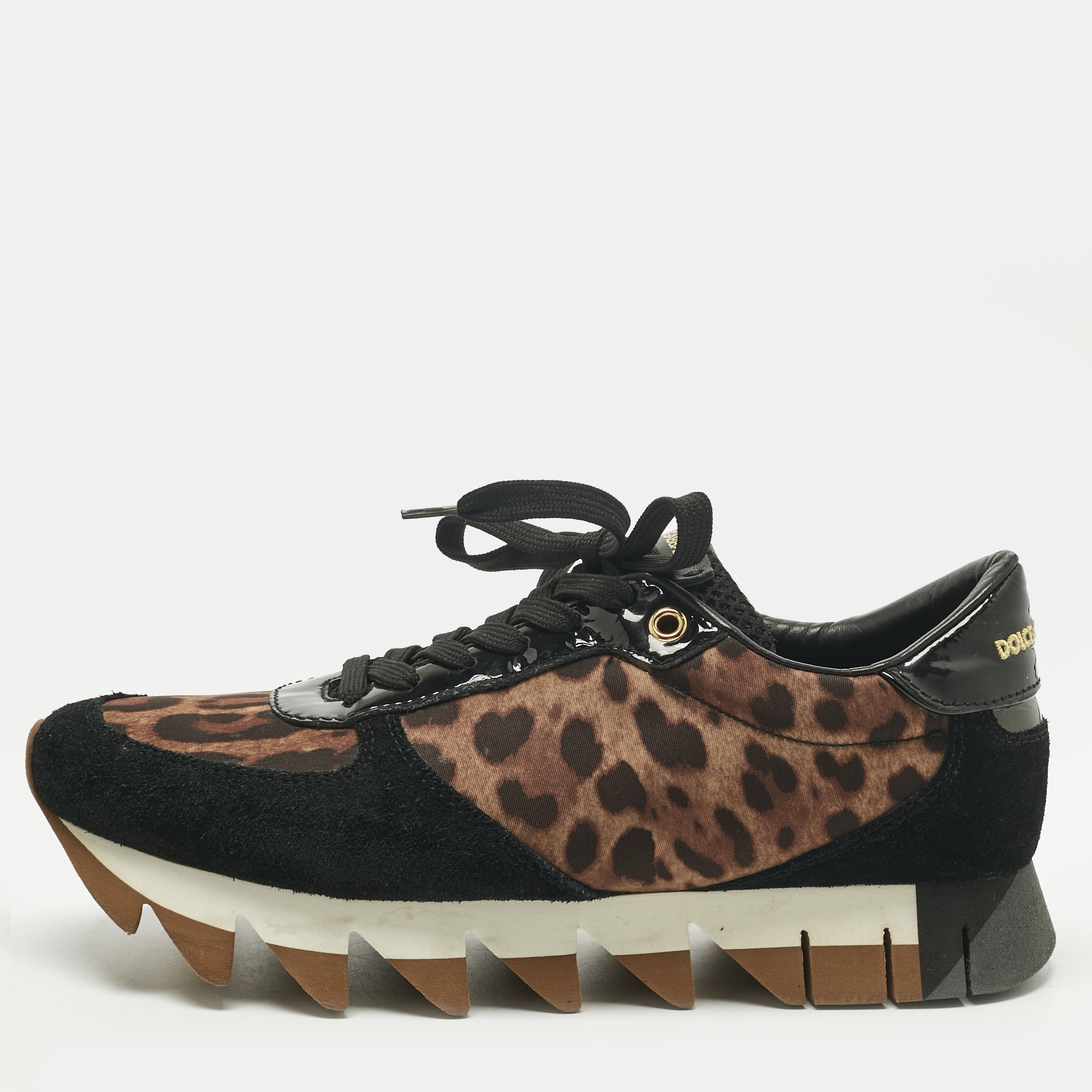 

Dolce & Gabbana Multicolor Leopard Print Canvas and Suede Lace Up Sneakers Size