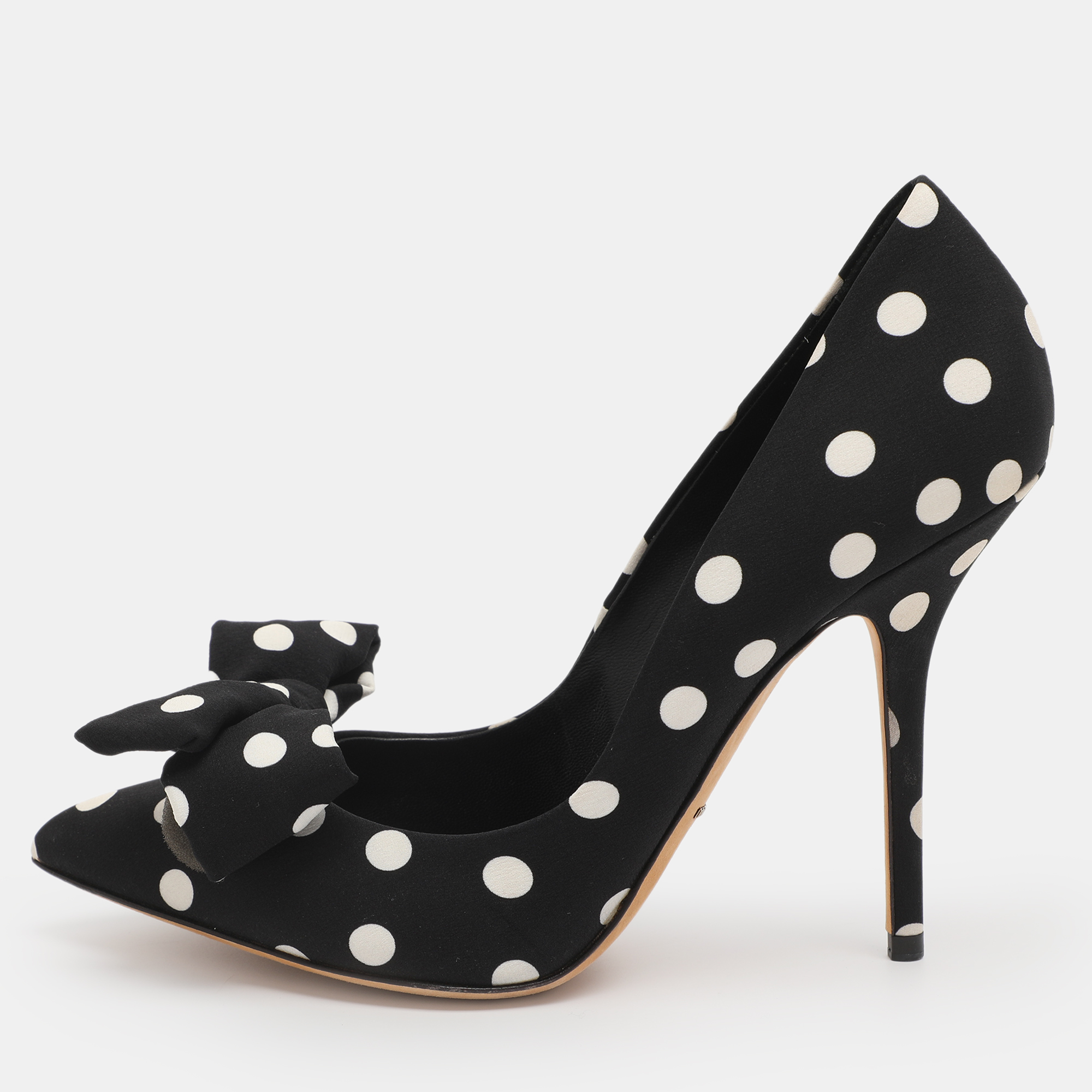 

Dolce & Gabbana Black Polka Dot Satin Bow Pumps Size