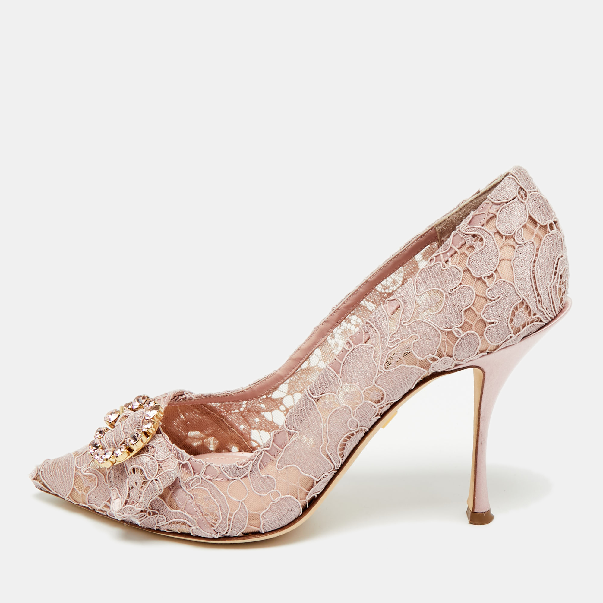 

Dolce & Gabbana Lilac Size  Pink Lace and Satin Pumps