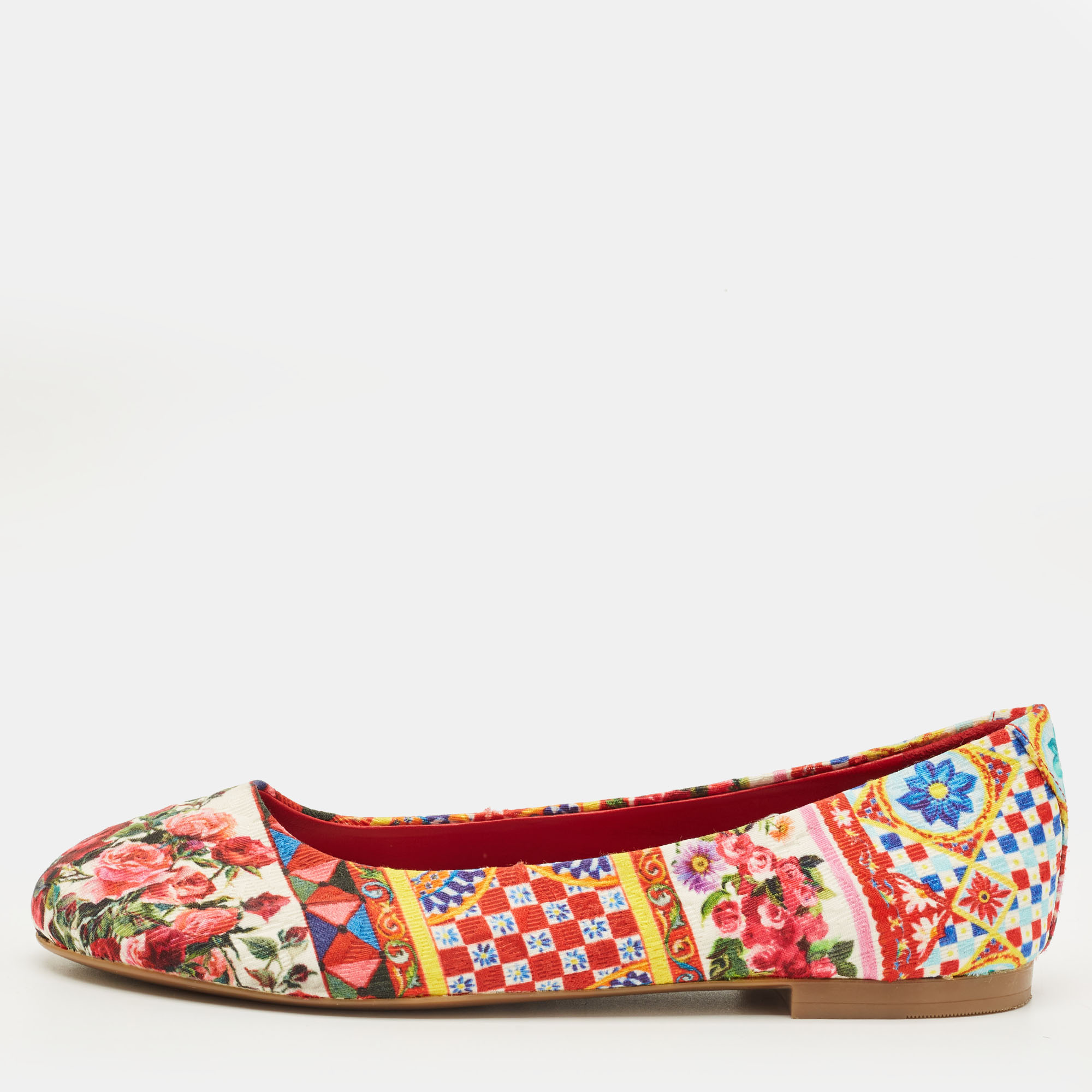 

Dolce & Gabbana Size  Multicolor Fabric Round Toe Ballet Flats