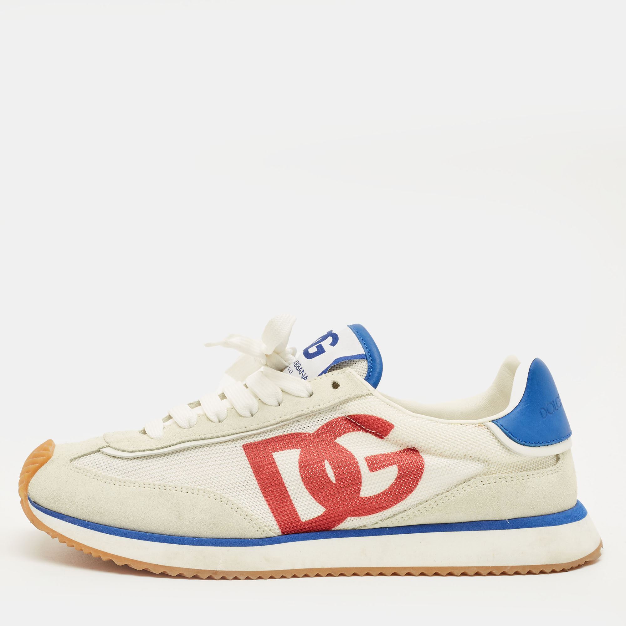 Click to view more detailed imagery on our partner's website Pre-owned Dolce & Gabbana Size 39 Multicolor Mesh And Suede Dg Logo Low Top Sneakers