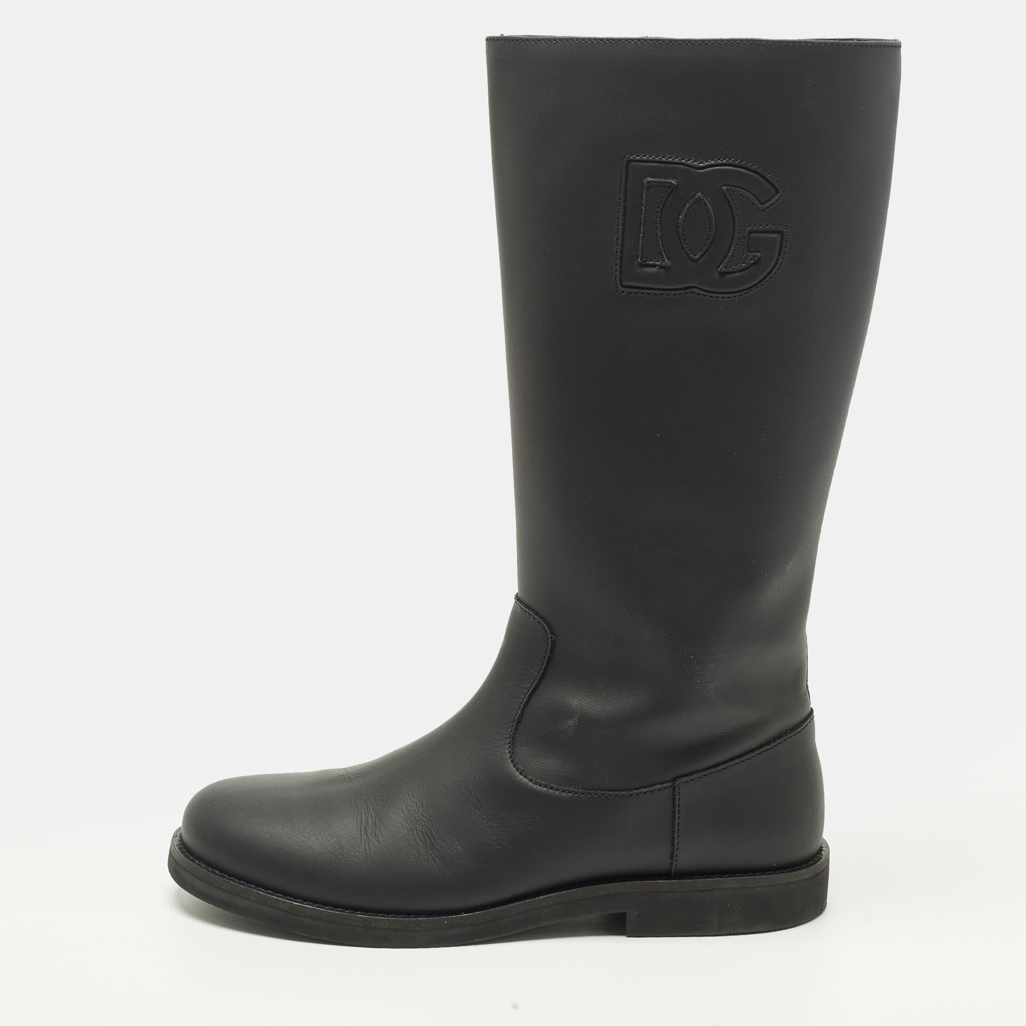 Click to view more detailed imagery on our partner's website Pre-owned Dolce & Gabbana Size 37 Black Leather Mid Calf Boots