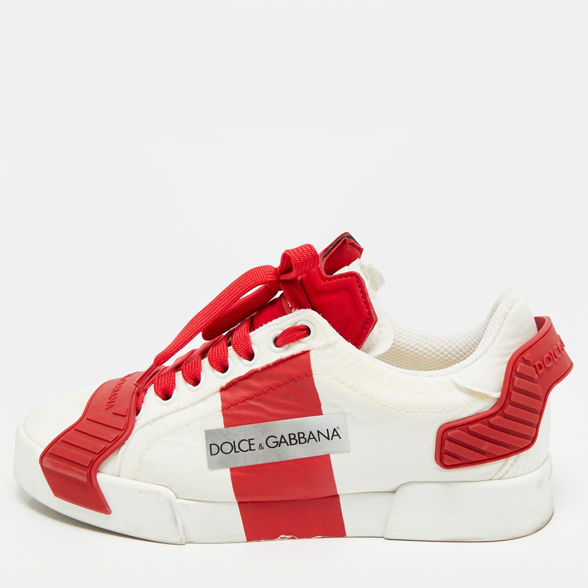 

Dolce & Gabbana Size  White Nylon and Leather Lace Up Sneakers
