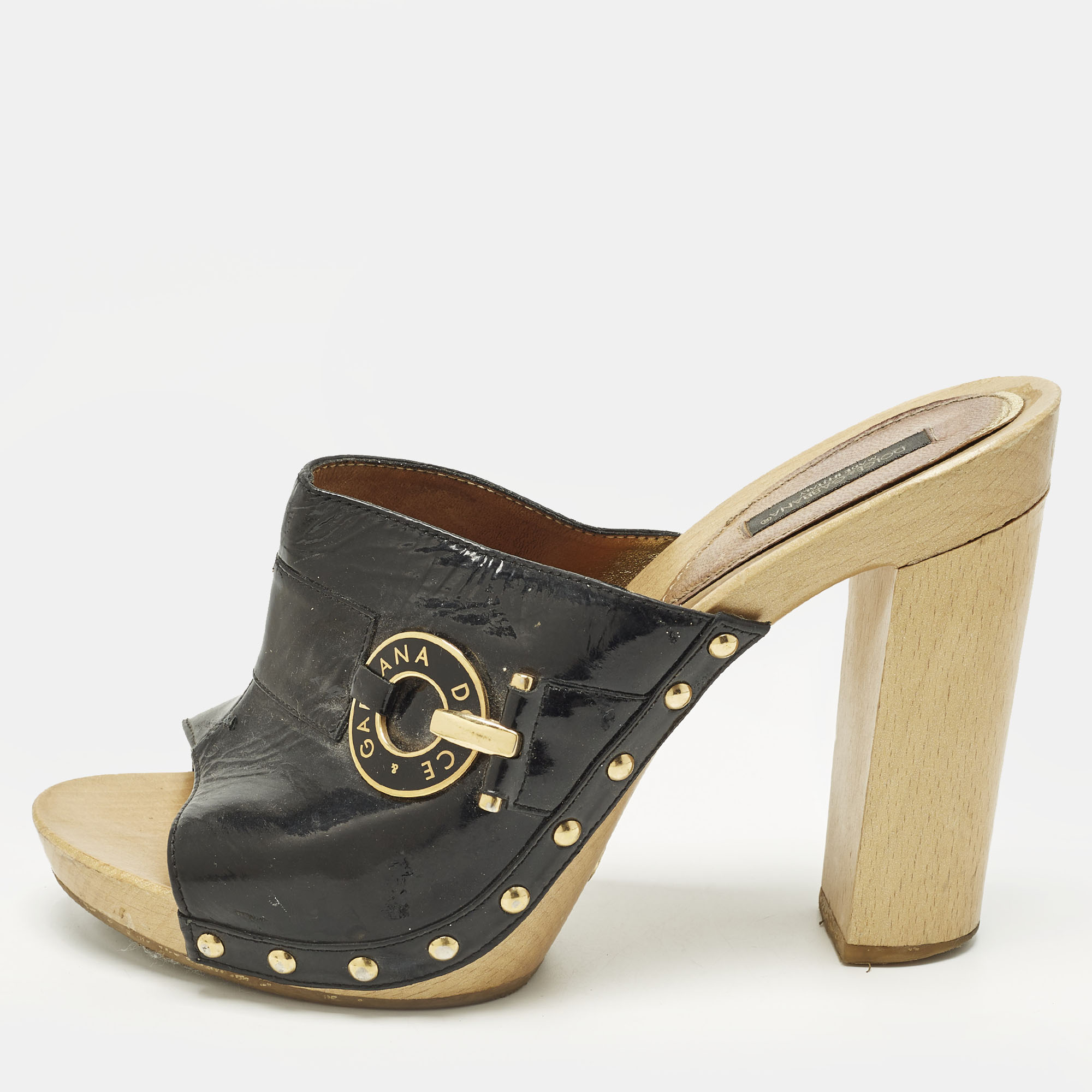 

Dolce & Gabbana Size  Black Patent Leather Clogs