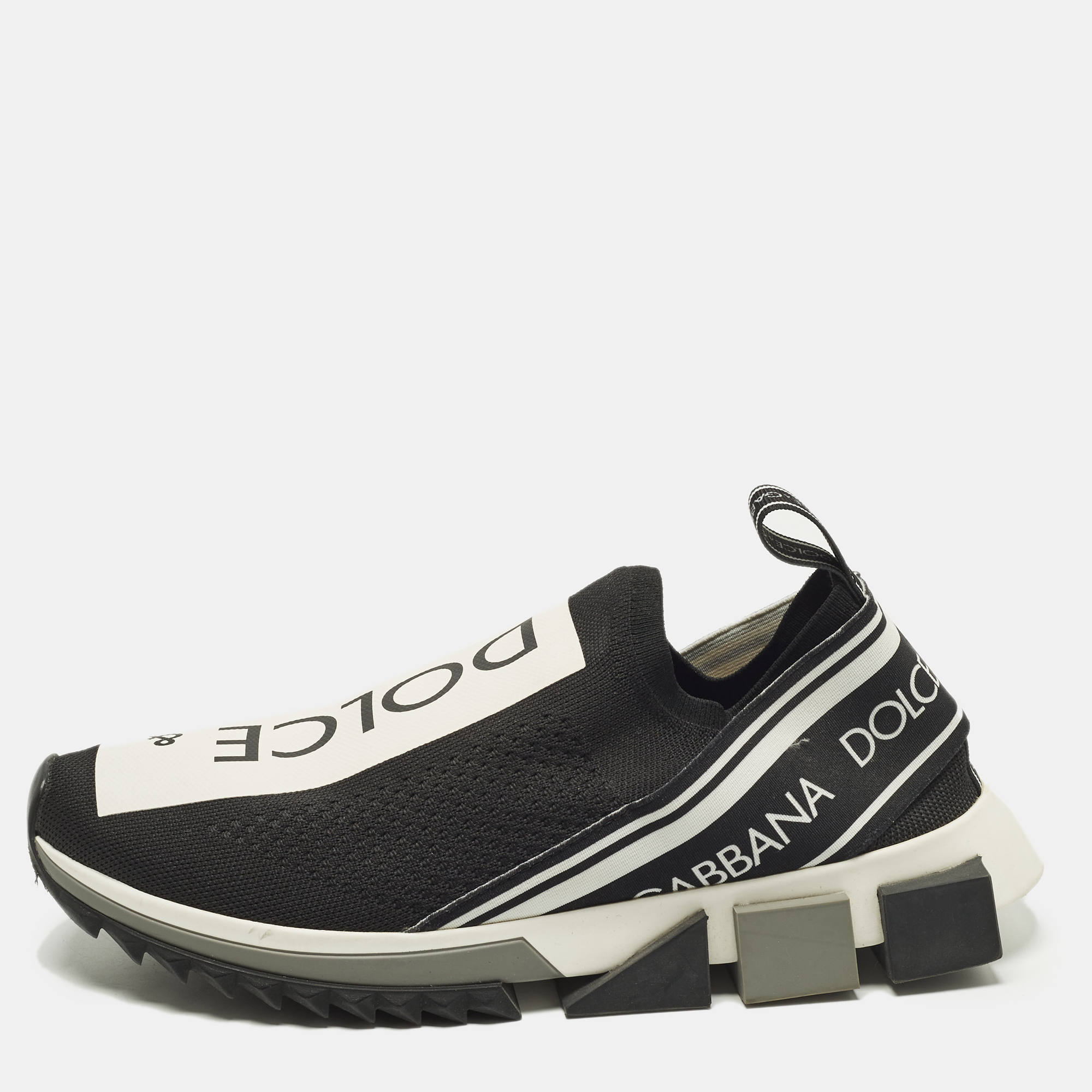 

Dolce & Gabbana Size  Black Knit Fabric Sorrento Slip On Sneakers