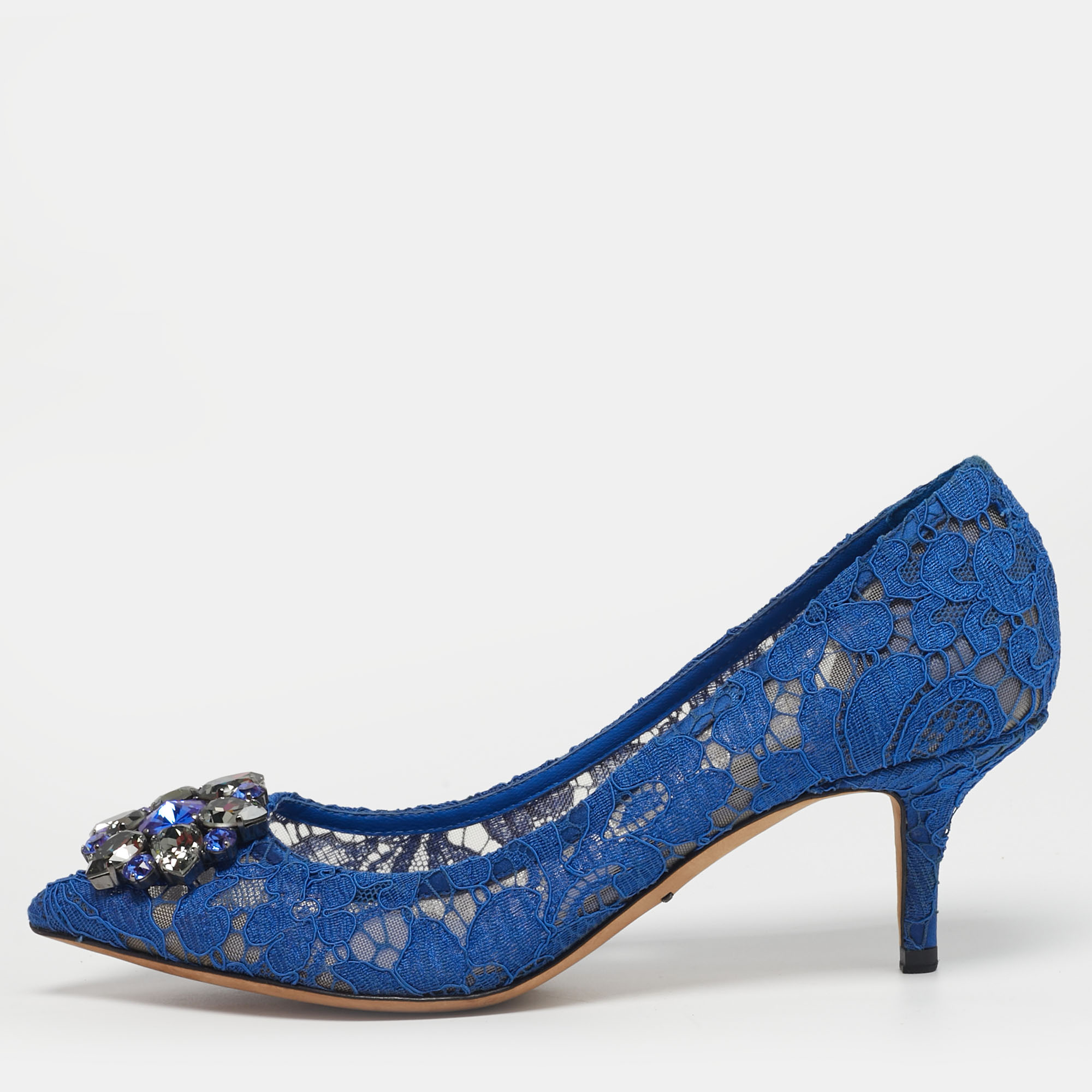 

Dolce & Gabbana Size  Blue Lace and Mesh Bellucci Pumps