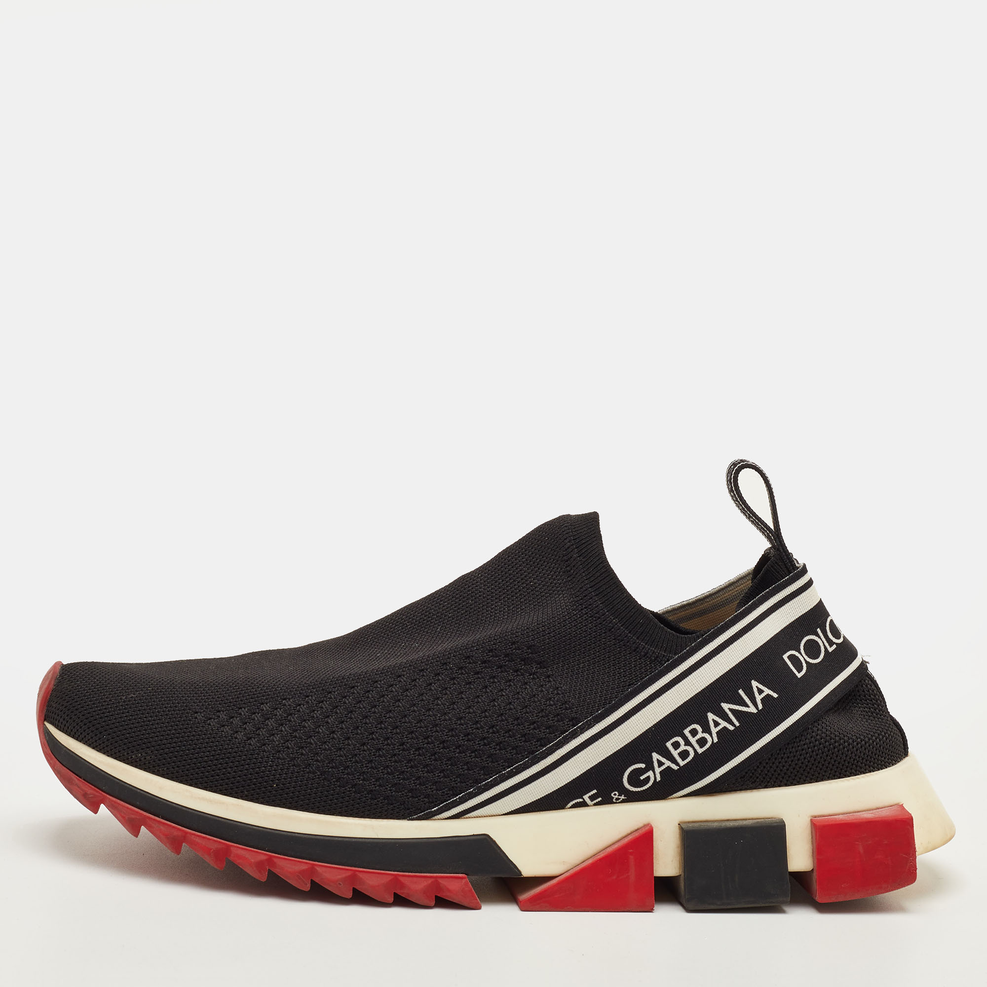 

Dolce & Gabbana Sorrento Size  Black Knit Fabric Slip On Sneakers