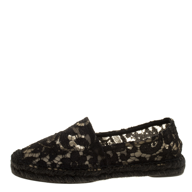 

Dolce and Gabbana Black Lace Espadrilles Size