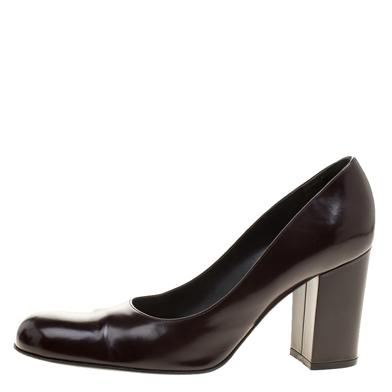 

Dolce & Gabbana Dark Brown Patent Leather Block Heel Pumps Size