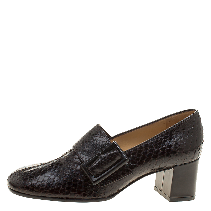 

Dolce & Gabbana Black Python Block Heel Pumps Size