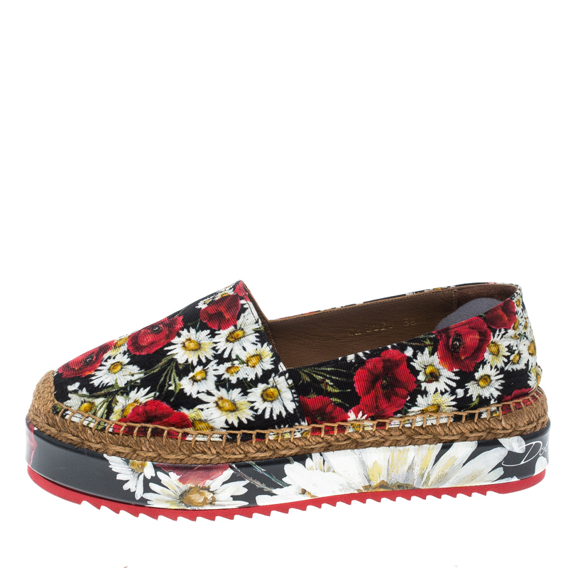 

Dolce and Gabbana Multicolor Floral Print Fabric Platform Espadrilles Size