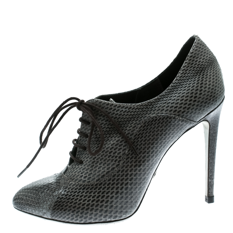 

Dolce and Gabbana Grey Python Oxford Ankle Booties Size