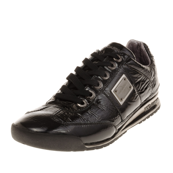 Pre Owned Dolce and Gabbana Black Patent Sneakers Size 40