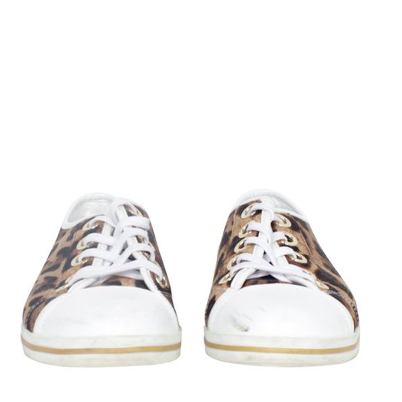 

Dolce and Gabbana Brown Animal Print Canvas Sneakers Size