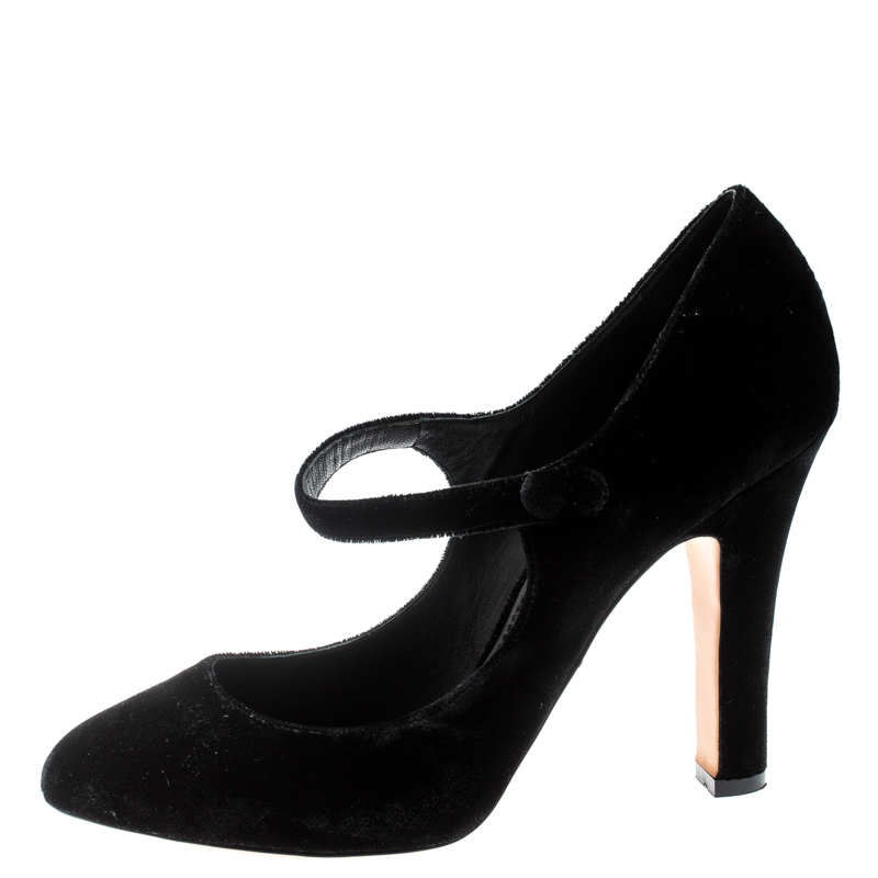 

Dolce And Gabbana Black Velvet Mary Jane Pumps Size