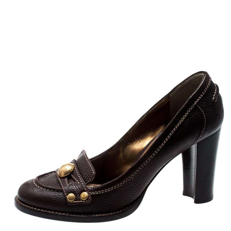 

Dolce And Gabbana Brown Leather Loafer Pumps Size