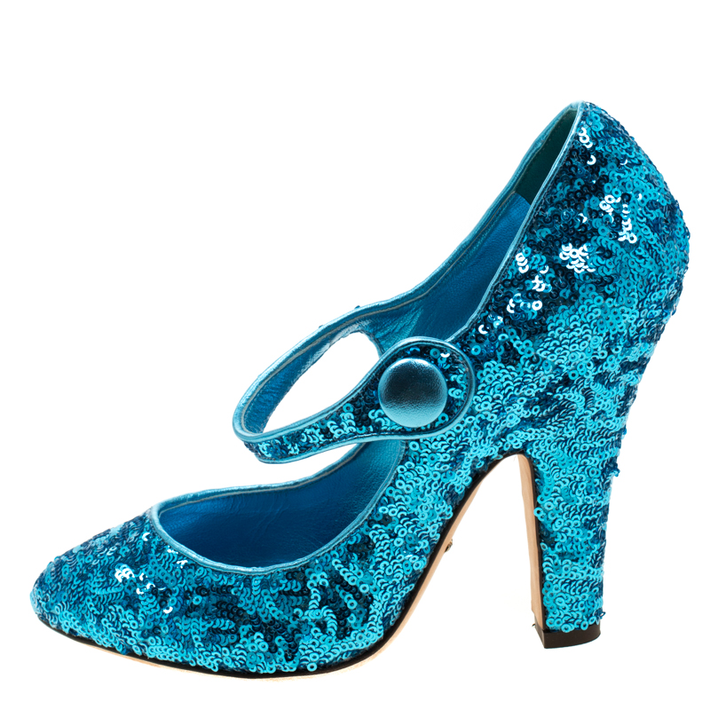 

Dolce & Gabbana Blue Sequin Mary Jane Pumps