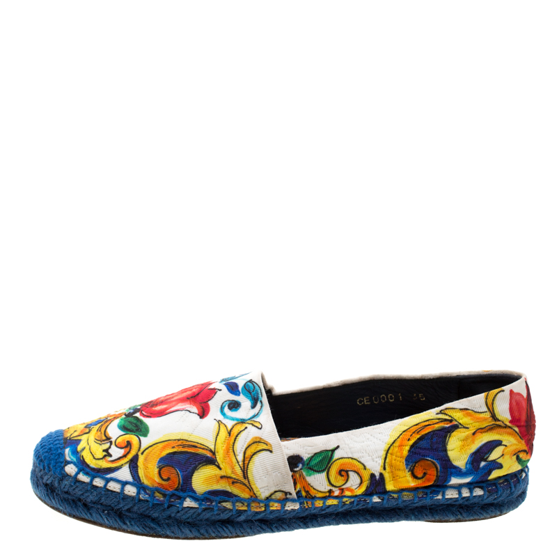 

Dolce and Gabbana Multicolor Printed Brocade Espadrilles Size