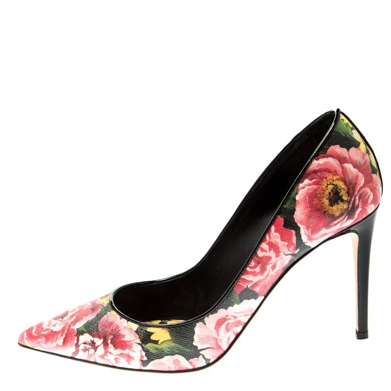 

Dolce And Gabbana Multicolor Floral Saffiano Printed Leather Pointed Toe Pump Size