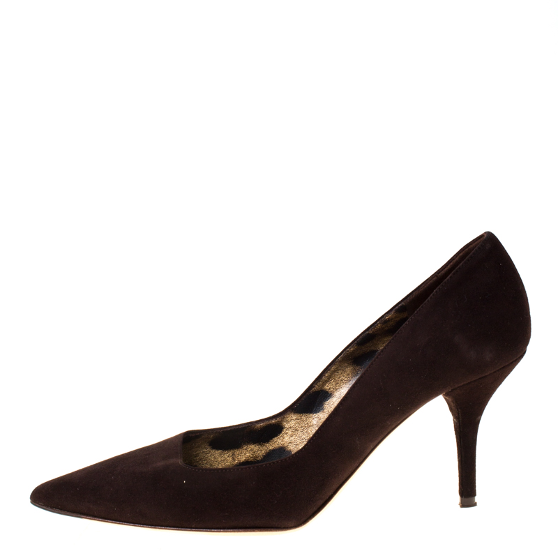 

Dolce & Gabbana Dark Brown Suede Pointed Toe Pumps Size