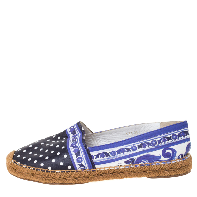 

Dolce and Gabbana Two Tone Printed Leather Espadrilles Size, Purple