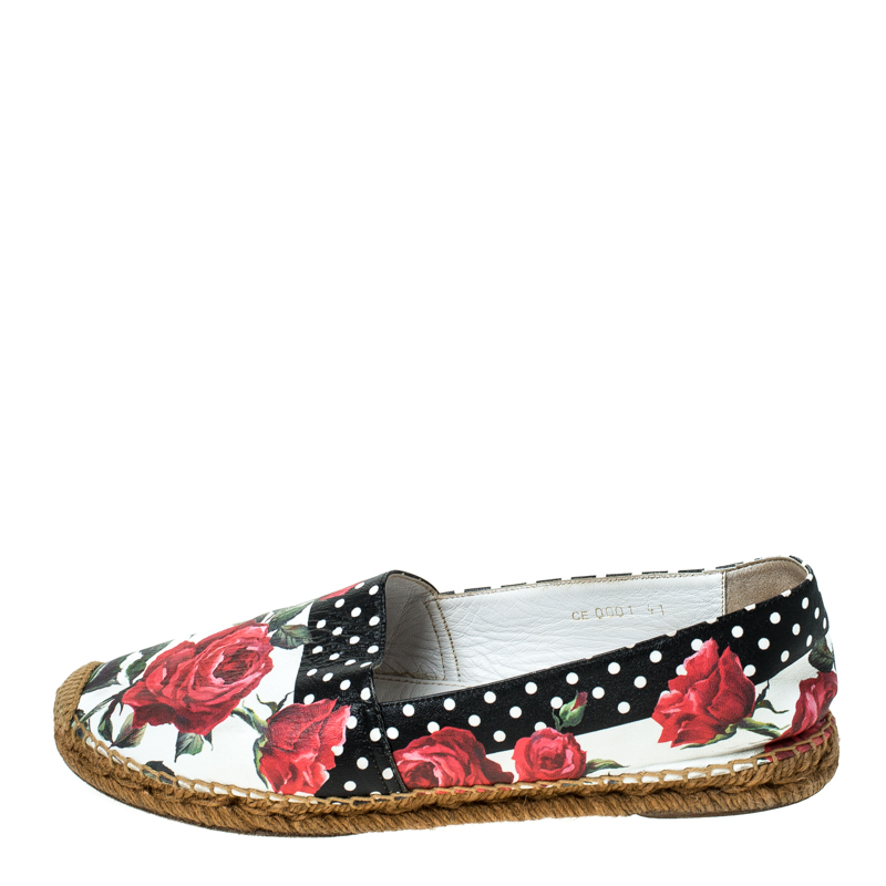 

Dolce & Gabbana Multicolor Floral Print Leather Espadrille Flats Size