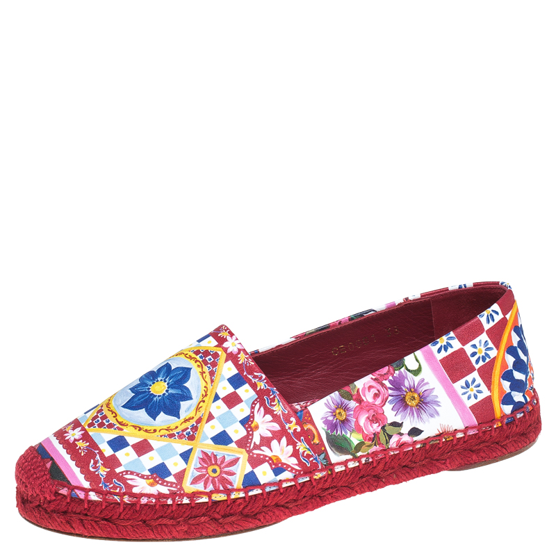 Pre Owned Dolce & Gabbana Multicolor Leather Espadrille Loafers Size 38